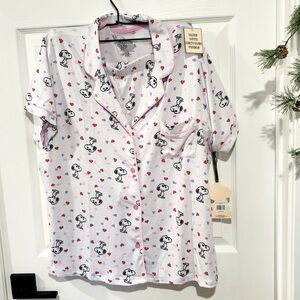 Peanuts Snoopy Hearts Women’s Pajama Set Size Large Love Gift NEW With Tags